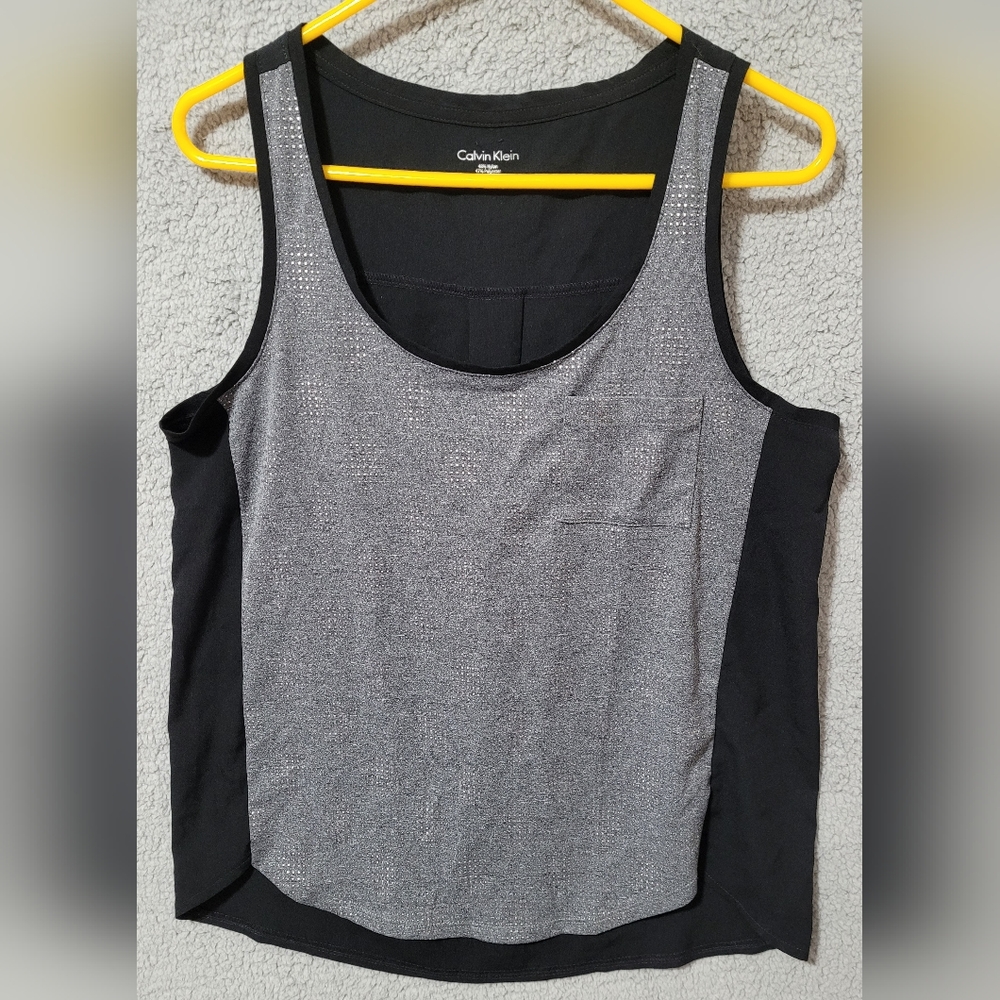 Calvin Klein Black & Gray Tank Top Medium.Semi Sheer
